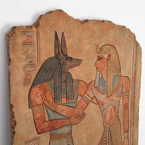 Gods ANUBIS y SETI I 23.2&quot;Vintage Valley the Kings Replica Ancient Egyptian murals Louvre Museum Original Gift for Father&#39;s Day,Luxury decor