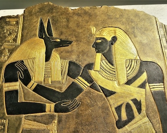Gods ANUBIS y SETI I 23.2"Valley the Kings Replica Ancient Egyptian murals Louvre Museum Original Gift for Father's Day Vintage Luxury decor