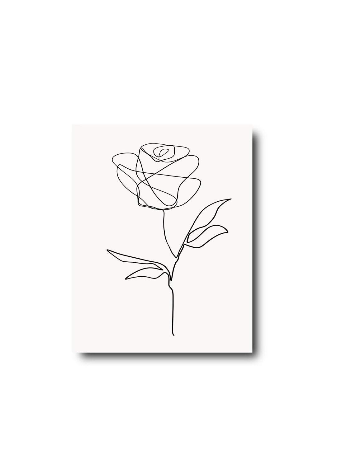 Black and White Abstract Line Art Rose Wall Art Print Etsy