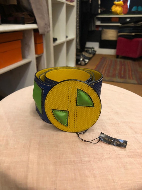 Jean Patou blue and yellow belt