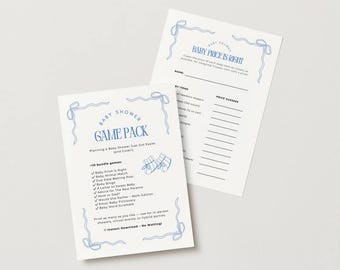 Baby Shower Game Bundle Blue – 10 Printable Baby Shower Games – Boy Baby Shower Activities – Instant Download PDF – Fun Baby Games Pack