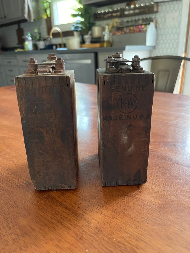 Antique Wood Battery Box Ignition Coil Etsy