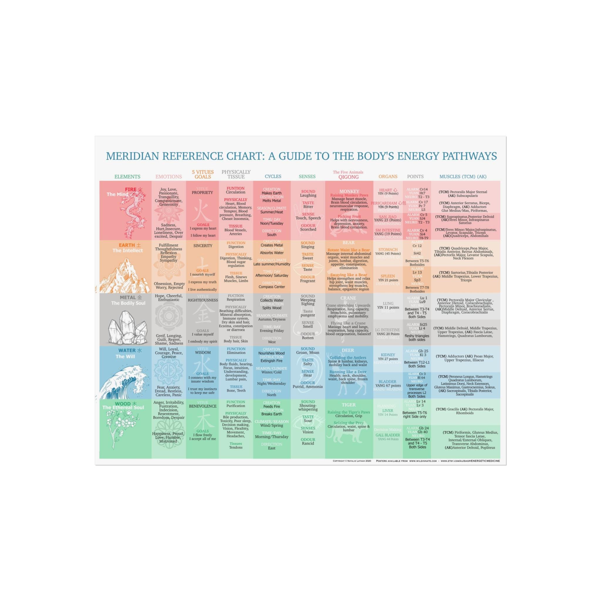 Meridian Reference Chart - Etsy Australia