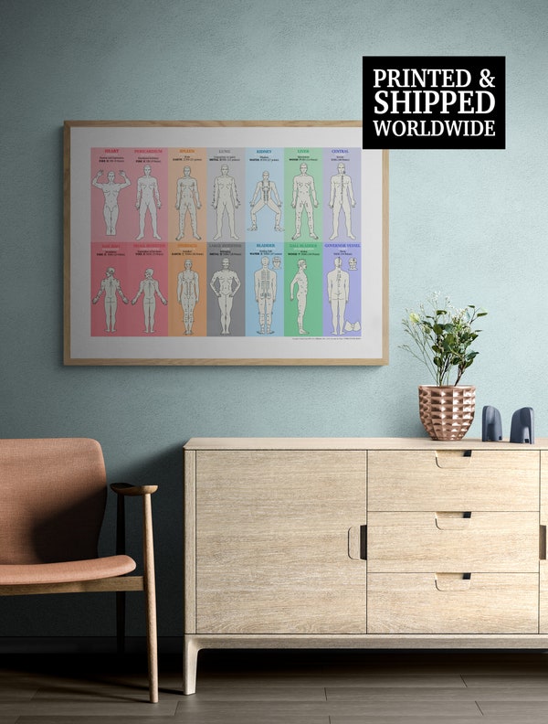 Acupuncture Meridians Poster Acupuncturist Gift Diagram Etsy Canada