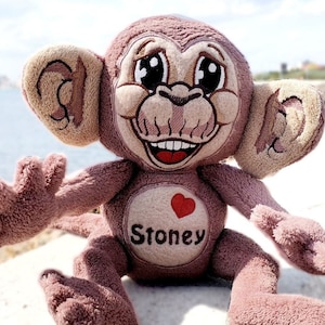 Funny Monkey Plush, Brown animal Monkey Toy, Personalized Plush Commission, Cute Baby Gift
