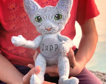 Chat en peluche mignon, Chat sans poils, Animal en peluche Chat Sphynx, Figurine de chat, Commission en peluche personnalisée, Idée cadeau Cat Lover, Cadeau de sympathie pour animaux de compagnie