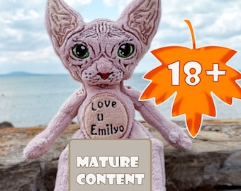 Chat Sphynx, Plushie pour adulte, Cadeau d’humour Furry Plushie, Penis Plush, Contenu mature