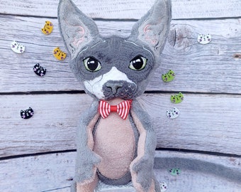 Chat Sphynx Peluche, Chat sans poils, Kawaii Sphynx, Poupée Chat Sphynx, Cadeau amoureux des chats, Cadeau de sympathie pour animaux de compagnie