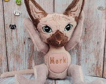 Sphynx Cat plush, Hairless cat, Custom pet plush, Cat memorial gift, Nude cat, Custom plush commission, Pet portrait,