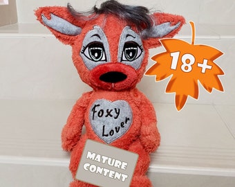 Fox stuffed animal, Furry sex toys, Mature content, Plush toy for adults, Gag gift, Original character