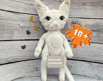 Sexy plush, White stuffed cat, Sphynx cat, Funny cat meme, Sex toy, Custom oc plush, Plush commission, Furry sex toy, Adult toy