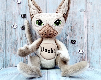 Cat Sphynx Plush, Stuffed animal hairless cat, Custom Cat plush, One of a kind Cat, Gift for cat people, Pet loss gift