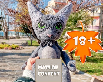 Cat sphynx, Furry sex toy, Mature content, Penis cat toy, Adult humor, Sex Toy Plush, Inappropriate gifts