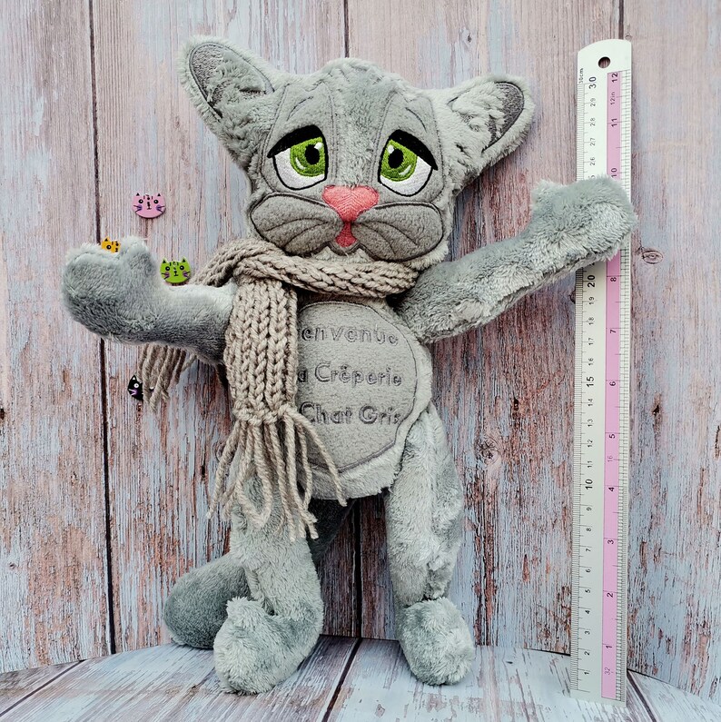 Custom cat plush, Custom Pet Plush, Gray plush cat, Cat art doll, Pet sympathy gift, Cat lover gift for girls image 3