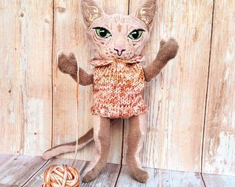 Sphynx Cat Stuffed Animal, Pet Memorial Plush