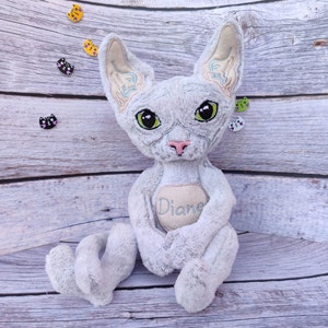 Elf sphynx cat, Hairless cat, Sphynx Cat stuffed animal, Cat figurine, Custom plush commission, Cat Lover Gift Idea, Pet sympathy gift image 5