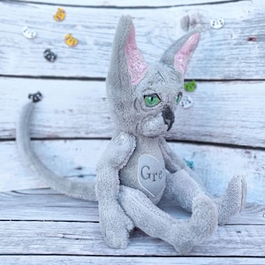 Sphynx cat plush, Custom plush from drawing, Gift for Cat Lovers image 4