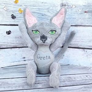 Sphynx cat plush, Custom plush from drawing, Gift for Cat Lovers image 10