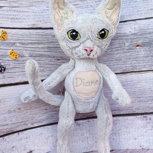 Elf sphynx cat, Hairless cat, Sphynx Cat stuffed animal, Cat figurine, Custom plush commission, Cat Lover Gift Idea, Pet sympathy gift image 8