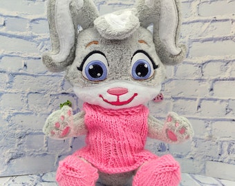 Cute Bunny plush, Custom plush commission, Adorable stuffed bunny