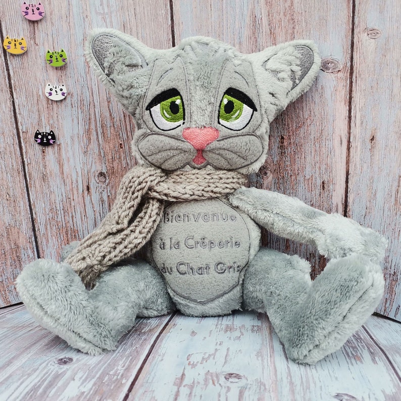 Custom cat plush, Custom Pet Plush, Gray plush cat, Cat art doll, Pet sympathy gift, Cat lover gift for girls image 6