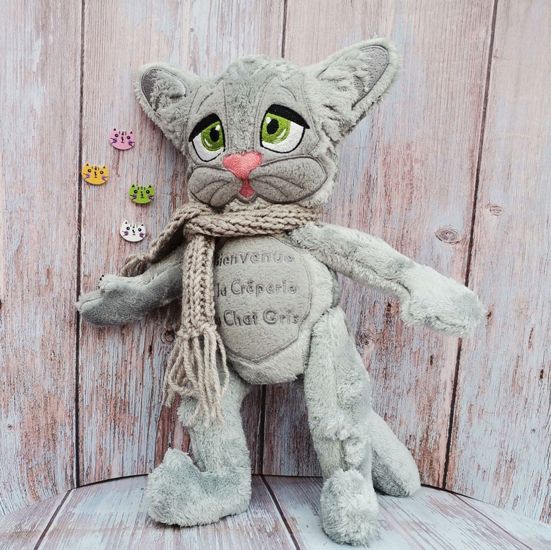 Custom cat plush, Custom Pet Plush, Gray plush cat, Cat art doll, Pet sympathy gift, Cat lover gift for girls image 5
