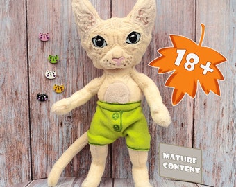 Sphynx Cat Plush, Chat avec pénis, Jouet sexuel à fourrure, Jouet en peluche pour adultes, Cadeau pour les personnes ayant le sens de l’humour, Contenu mature