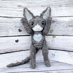 Devon rex Cat, Cornish rex cat, Sphynx cat, Custom Cat Plush, Adopt a pet, Custom plush from drawing, Cat lover gift idea, Pet sympathy gift image 5