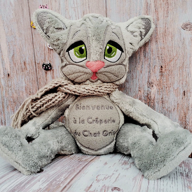Custom cat plush, Custom Pet Plush, Gray plush cat, Cat art doll, Pet sympathy gift, Cat lover gift for girls image 2