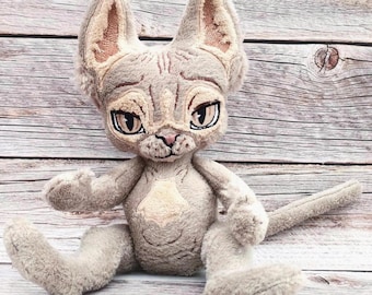 Hairless Cat Stuffed Animal – Sphynx Soft Toy, Pet Loss Gift