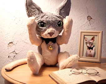 Sphynx Plush from Photo, Personalized Cat Replica, Gift for Pet Lover