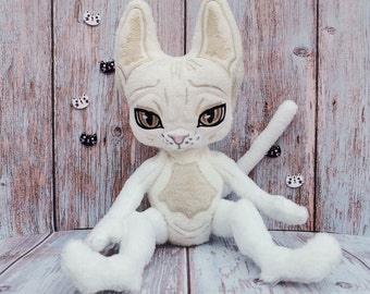 White Sphynx cat, Hairless cat plush, Black cat stuffed animal, Gray plush cat, Custom pet plush, Pet sympathy gift