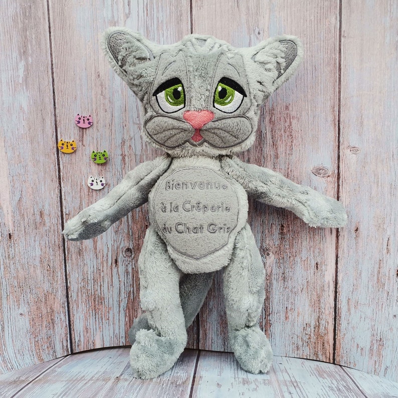 Custom cat plush, Custom Pet Plush, Gray plush cat, Cat art doll, Pet sympathy gift, Cat lover gift for girls image 1
