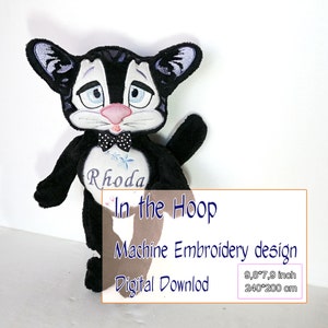 Kit bambola gatto ricamato personalizzato con motivo digitale per progetti In-the-Hoop 9,5 * 7,9