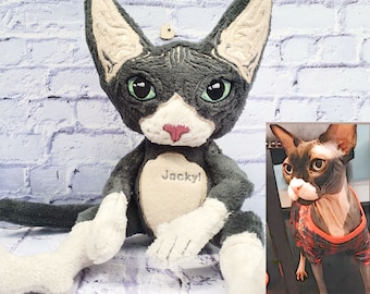 Cat sphynx plush, Hairless cat, Custom cat portrait, Cat Sphynx lover gift, Pet Replica, Custom plush commission