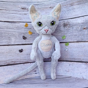 Elf sphynx cat, Hairless cat, Sphynx Cat stuffed animal, Cat figurine, Custom plush commission, Cat Lover Gift Idea, Pet sympathy gift image 3