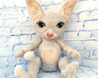 Custom Sphynx Plush, Personalized Cat Puppet, Cat Mom Gift