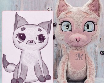 Kids drawings into plush, Custom plush Commission, One of a kind teddy