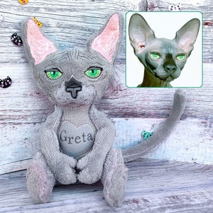 Sphynx cat plush, Custom plush from drawing, Gift for Cat Lovers image 1