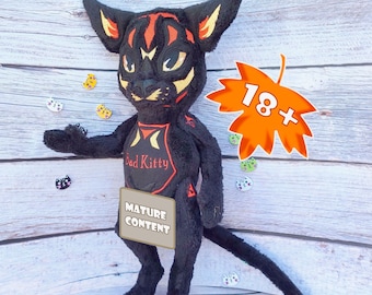Sexy monster, Black cat plush, Sexy plush, Halloween black cat, Custom plush commission, Gag gift, Mature content
