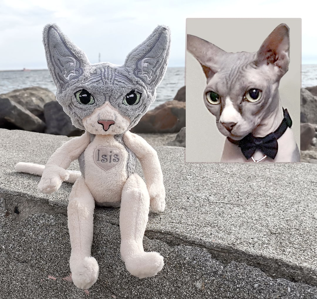 Custom Stuffed Animals of Your Pet Sphynx Cat Plush Hairless Etsy