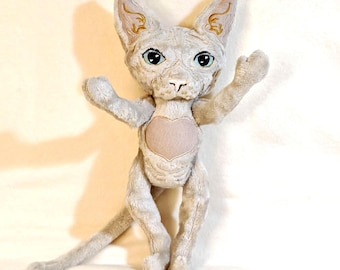 Cat Sphynx Stuffed Animal, Hairless Plush, Pet Loss Gift