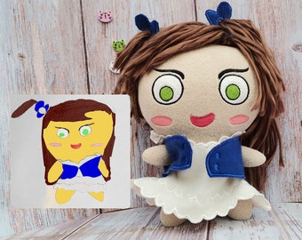 Unique art doll, Drawing to toy, Character doll, One-of-a-kind doll, Custom plush commission