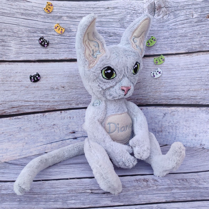 Elf sphynx cat, Hairless cat, Sphynx Cat stuffed animal, Cat figurine, Custom plush commission, Cat Lover Gift Idea, Pet sympathy gift image 10