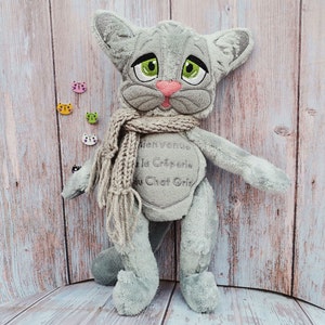 Custom cat plush, Custom Pet Plush, Gray plush cat, Cat art doll, Pet sympathy gift, Cat lover gift for girls image 7