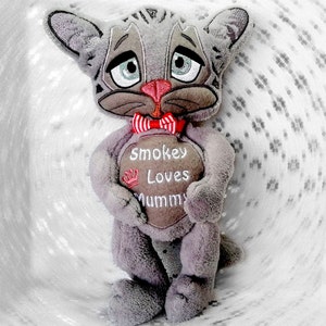 Custom cat plush, Custom Pet Plush, Gray plush cat, Cat art doll, Pet sympathy gift, Cat lover gift for girls image 9