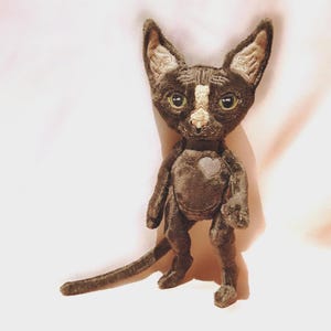 Black Cat Plush, Sphynx Cat, Custom Pet Portrait, Cute Hairless Cat, Gift for Cat Lover