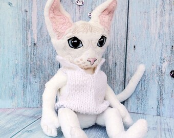 Cornish Rex cat, Cat sphynx Plush, Custom plush commission, Adopt a pet, Personalized cat doll, Cat lover gift idea