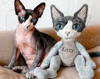 Réplica realista de gato Sphynx, juguete de peluche personalizado para mascotas, muñeco suave para el cumpleaños del gato.