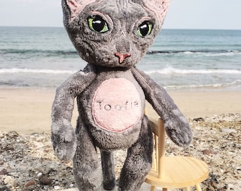 Custom Stuffed Cat, Plush Kawaii, Sphynx Cat, Gift for a cat lover, Plush Cat in a Sweater, Personalized Cat, Pet loss, Replica of your pet
